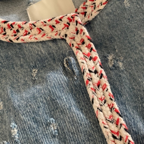 Sandro Distressed Short-Sleeve Denim Jacket - Picture 14 of 15